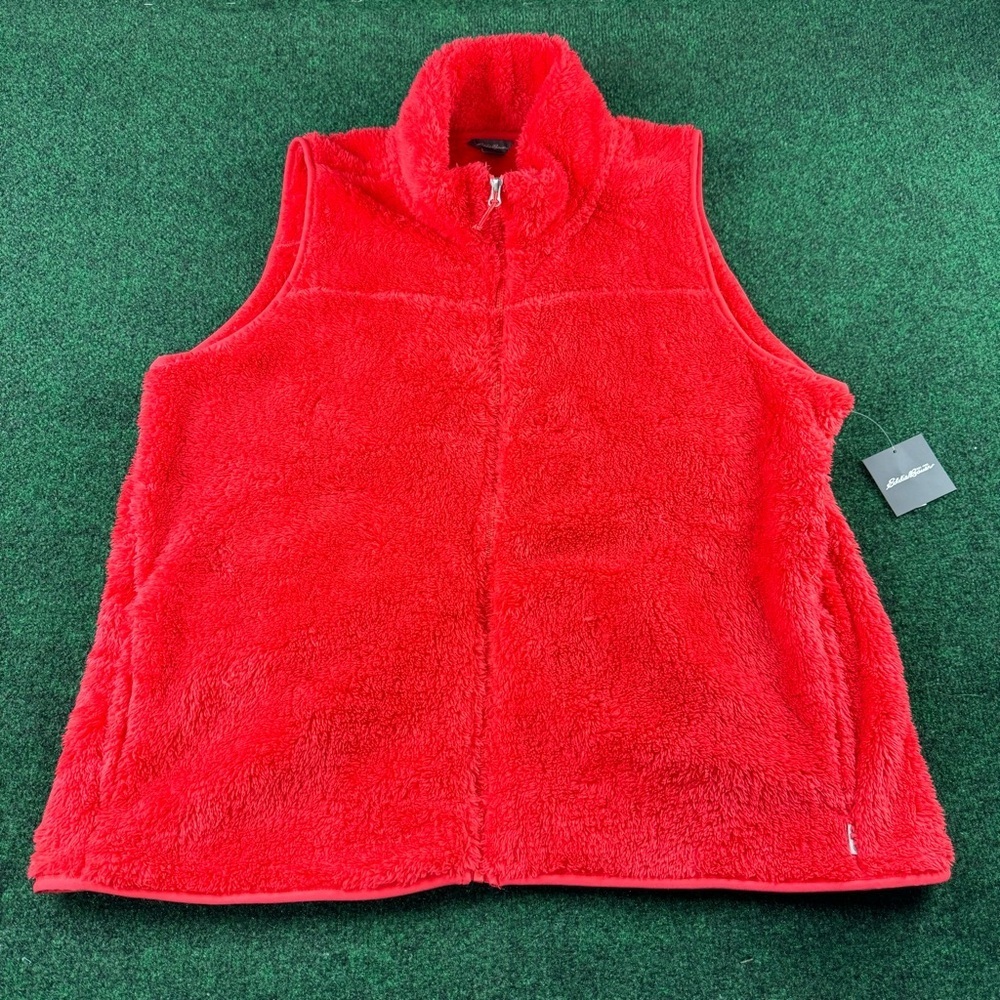 Eddie Bauer Womens Ladies 2XL XXL Fleece Plush Vest Coral Red NWT